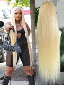 613 13x6 HD Transparent Lace Front Human Hair Wigs 180% Density Honey Blonde Brazilian Straight Lace Frontal Wig with Baby Hair 18-40 inch
