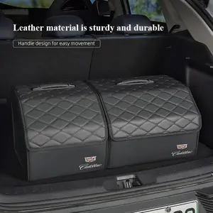 Car Trunk Organizer Box Foldable Storage Bin Leather Suitcase For Cadillac Escalade CTS ATS XTS CT4 CT5 XT5 XT4 XT6 CT6 Lyriq SRX ELR Celestiq EXT XLR