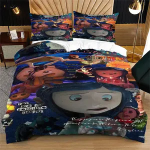 Coraline Ghost Mom Pattern, Soft Decorative Bedding Set (1 Cover + 1 or 2 Pillowcases), No Cotton Core, Ideal for Moving or Holiday Gifts