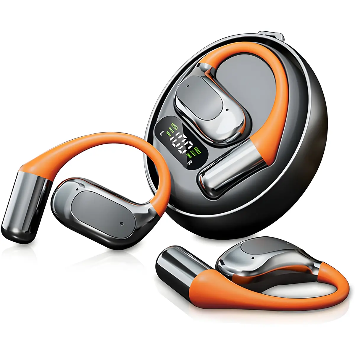 KEAI OWS Rotatable Bluetooth 5.4 Audio Wireless Earbuds, 2-in-1 Chargeable Electronic Earphones with Charging Case, Hands-Free Calls, Headphone for Travel, Compatible with iPhone & Android, Devices, Batteries