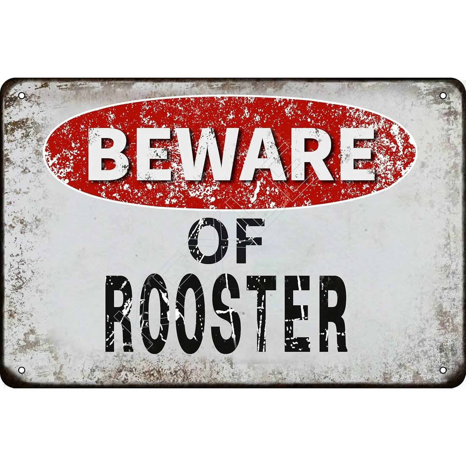 Beware Of Rooster Vintage Metal Tin Sign Retro Funny Tin Sign For Wall Decor-8" X 12"-Rooster, Metal Signs, Home Decor Accessories