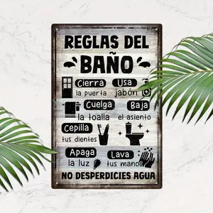 Vintage Spanish Aluminium Signage - 8X12 Inches| Perfect for Home And Farmhouse Decor| Ideal for Bathrooms, Restrooms, Lounges And Toilets| Exquisite Holiday Gifts
