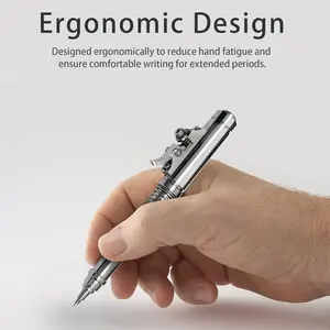 Heavy-Duty EDC Ballpoint Pen - Stainless Steel, Refillable, Push Cap Mechanism, Ergonomic Design for Office/Everyday Use (1-Pack)