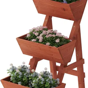 3-Tier Wooden Vertical Raised Garden Bed with Legs, Tiered Planter Box, Vertical Garden Planter,Wood Plant Stand Wood Flower Rack for Patio, Balcony, Freestanding. (Small)