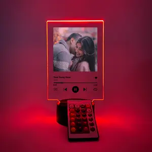 Mirror Mania Custom LED Photo Song Frame | Personalized Music Plaque with Picture & Spotify Code | Multi-Color Light Up Acrylic Display | Desk, Room, Gift Décor | Gift for Boyfriend, Girlfriend, Him, Her
