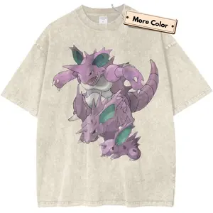 NidoraAn vs Nidoking Shirt, PokeEmon Shirt, PKM Shirt, Anime Shirt, Vintage Tee, Casual Style, Cotton Unisex, Crew Neck