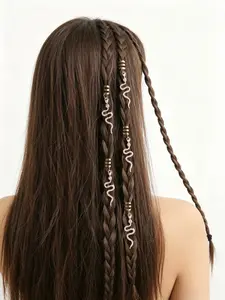 5pcs Fashion Rhinestone Snake Hair Rings, Hot Girl Photo Braided Hair Accessories, Open Metal Hair Clips for Women