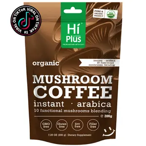 HiPlus Organic Instant 10-in-1 Mushroom Coffee Powder, 7oz | Weight & Immune Support | Premium Arabica Coffee with Lion’s Mane, Chaga & Reishi