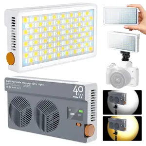 40w Portable Professional Photography Light, RGB Full Color, 6600lux, 2500k-9000k, Cri>=97, LCD Display, 3350mah Rechargeable Battery