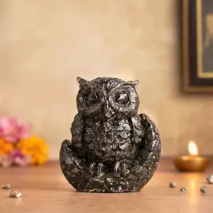 Astrotalk Feng Shui Pyrite Owl for Wisdom, Protection & Wealth | Ancient Vastu Remedy | Home Decor Gift | Negative Energy Removal | Unique Spiritual Figurine | Funky Desk Decor | Meaningful Housewarming Gift | Good Luck Crystal