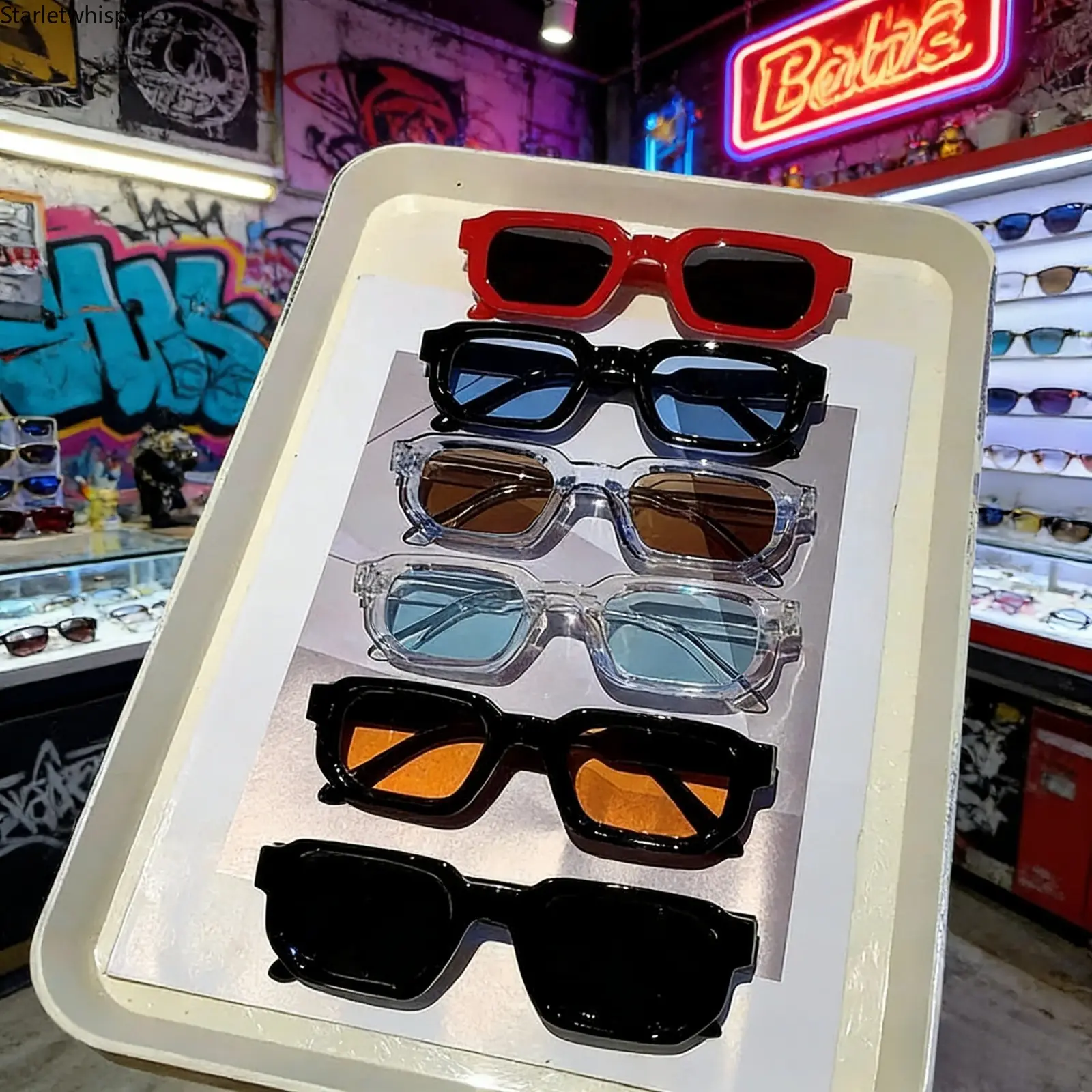 6-Pack Vintage Rectangle Sunglasses for Women & Men, Retro Y2K Aesthetic Square Frame Sun Glasses, UV400 Protection Trendy Eyewear, Lightweight Luxury Design for Daily, Streetwear, Beach & Party Outfits