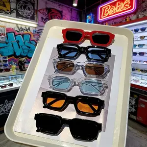6-Pack Vintage Rectangle Sunglasses for Women & Men, Retro Y2K Aesthetic Square Frame Sun Glasses, UV400 Protection Trendy Eyewear, Lightweight Luxury Design for Daily, Streetwear, Beach & Party Outfits