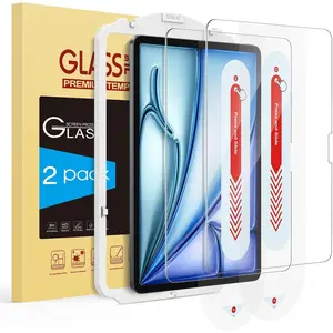 2 Pack Screen Protector for iPad Air 11 Inch M4/M3/M2 (2026/2025/2024, 8th/7th/6th Generation), Auto-Alignment Frame, 9H Clear Tempered Glass Film,  Pencil Compatible and Case Friendly