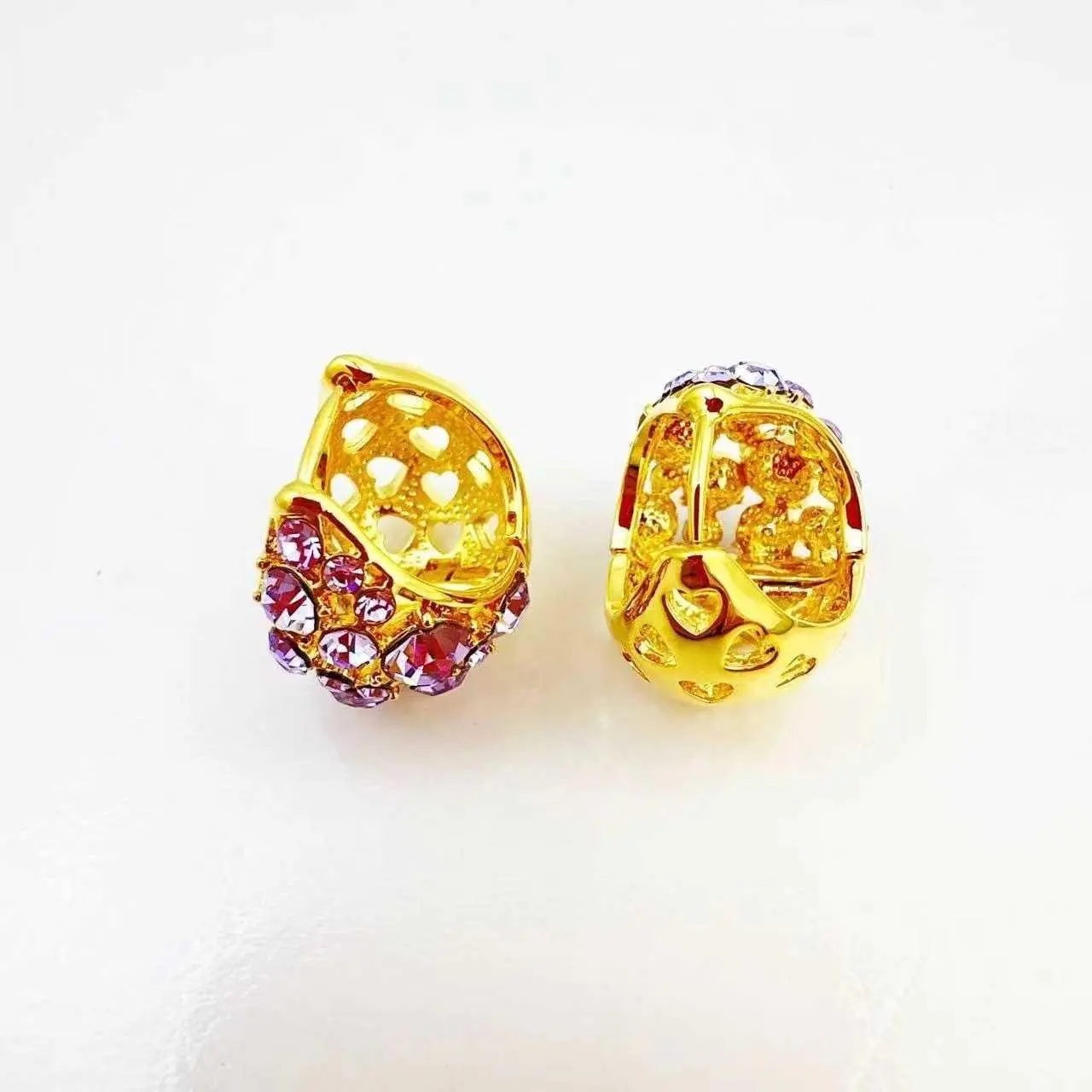 2024 Super Sparkly Exquisite Purple Earrings for Women Recommended Fashionable Elegant Face-Slimming Ear Jewelry Ear Clips HNAM08