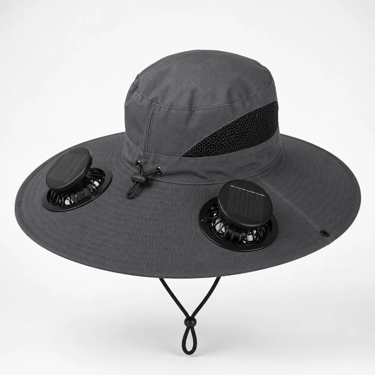 Solar Powered Rechargeable Wide Brim Fan Hat for Men-Women, Dual 3-Speed Fans USB Cooling Sun Shade Hat for Hiking, Outdoor Work (Playhot Brand) portable fans ventilador recargable