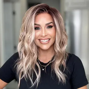 AISOM Molly Apricrown Soft Wave 13x4 Free Part Synthetic Lace Front Wig with Scandinavian Hairline Low Density 17 Inches Women Wig