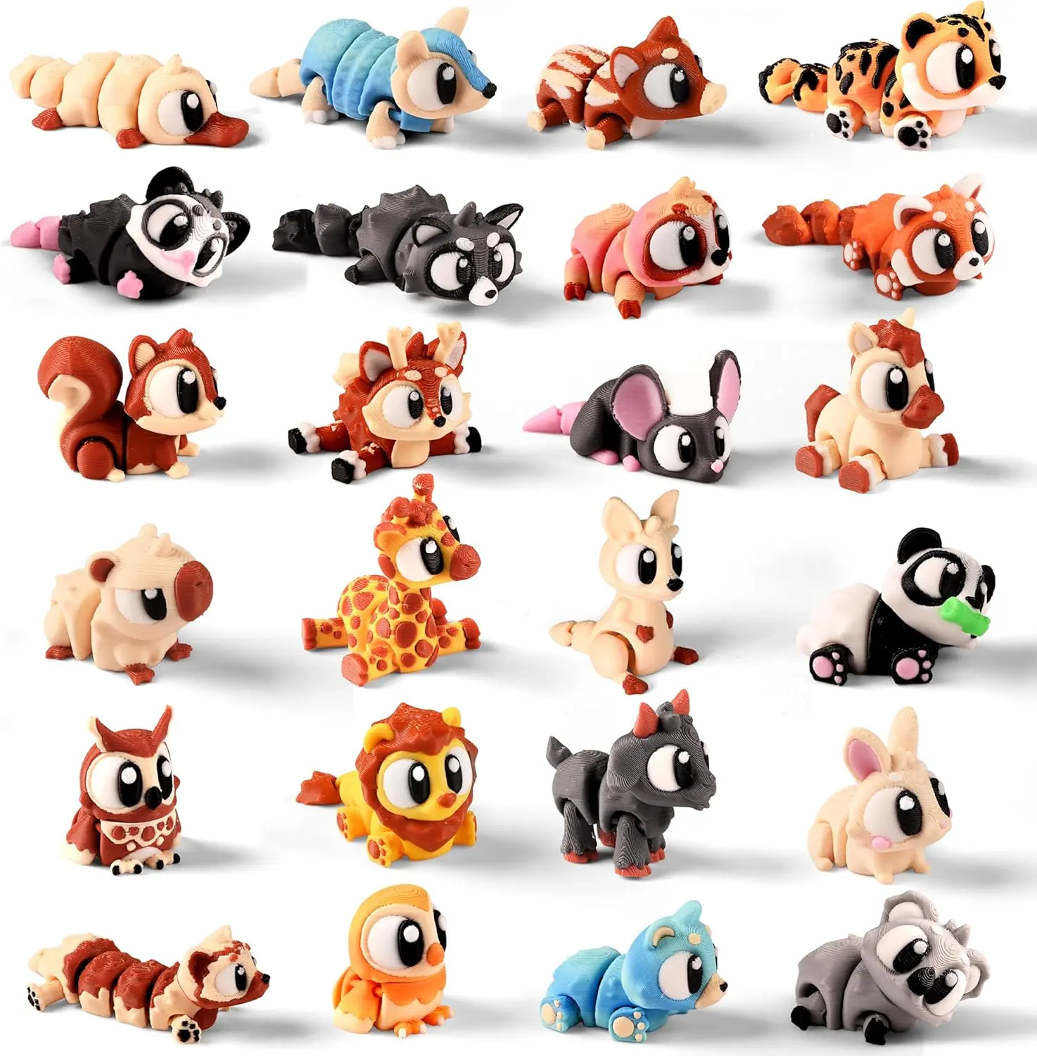 24PCS 3D Printed Mini Animals with Storage Plastic Eggs, Forest Animal with Articulated Fidget Sensory Toys Inside for Party Favors, Classroom Prizes, kid Birthday Goodie Bag Stuffers shop