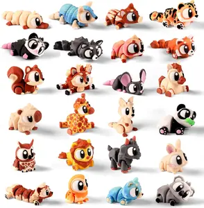 24PCS 3D Printed Mini Animals with Storage Plastic Eggs, Forest Animal with Articulated Fidget Sensory Toys Inside for Party Favors, Classroom Prizes, Birthday Goodie Bag Stuffers
