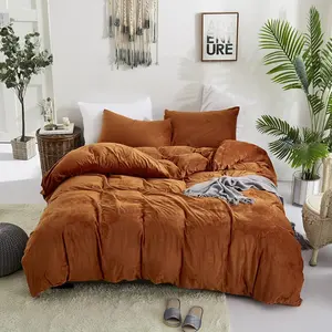 Rust Velvet King Size Duvet Cover Sets 3Pcs Terracotta Sets Rust Orange Comforter Cover Caramel for Men Women
