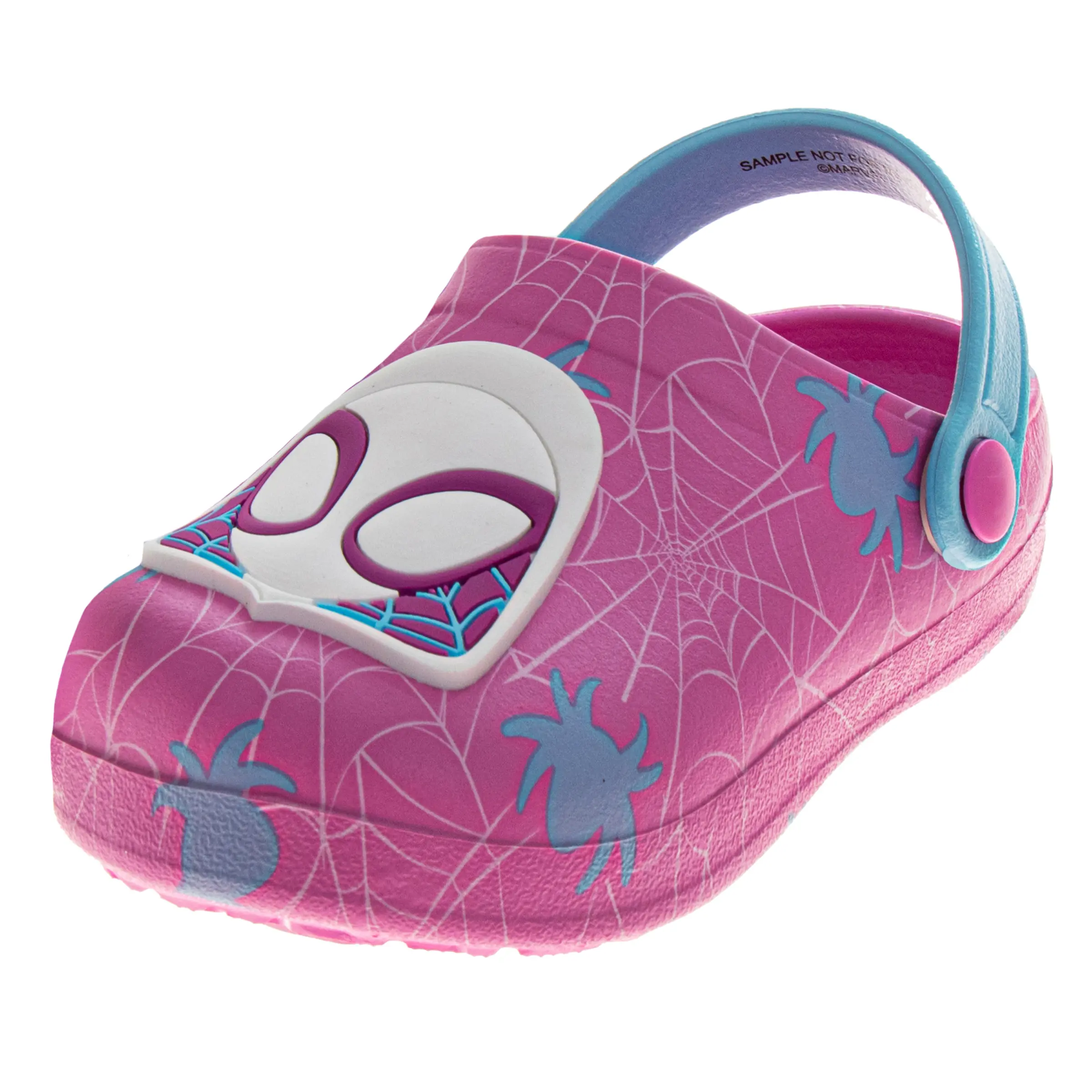 JOSMO KIDS Girls' Spider-Man Gwen Stacy Slip-On Clogs with Back Strap - Closed Toe Sandals, Secure Fit Beach and Pool Wear for 3-4 Years Toddlers
