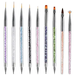 Nail Art Brushes 9PCS Nail Brush Set with Liner Brush and Dotting Pens for Home and Professional Salon Use