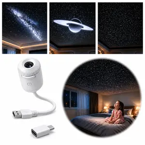 2-in-1 Galaxy Projector Night Light, USB Portable Starry Sky Night Light Projector for Bedroom, Mini LED Nightlight Wall Lamp for Kids & Adults, Dreamy Ceiling Decor (3 Glass Slides), Ideal for Car Interiors, Type-C Adapter Included