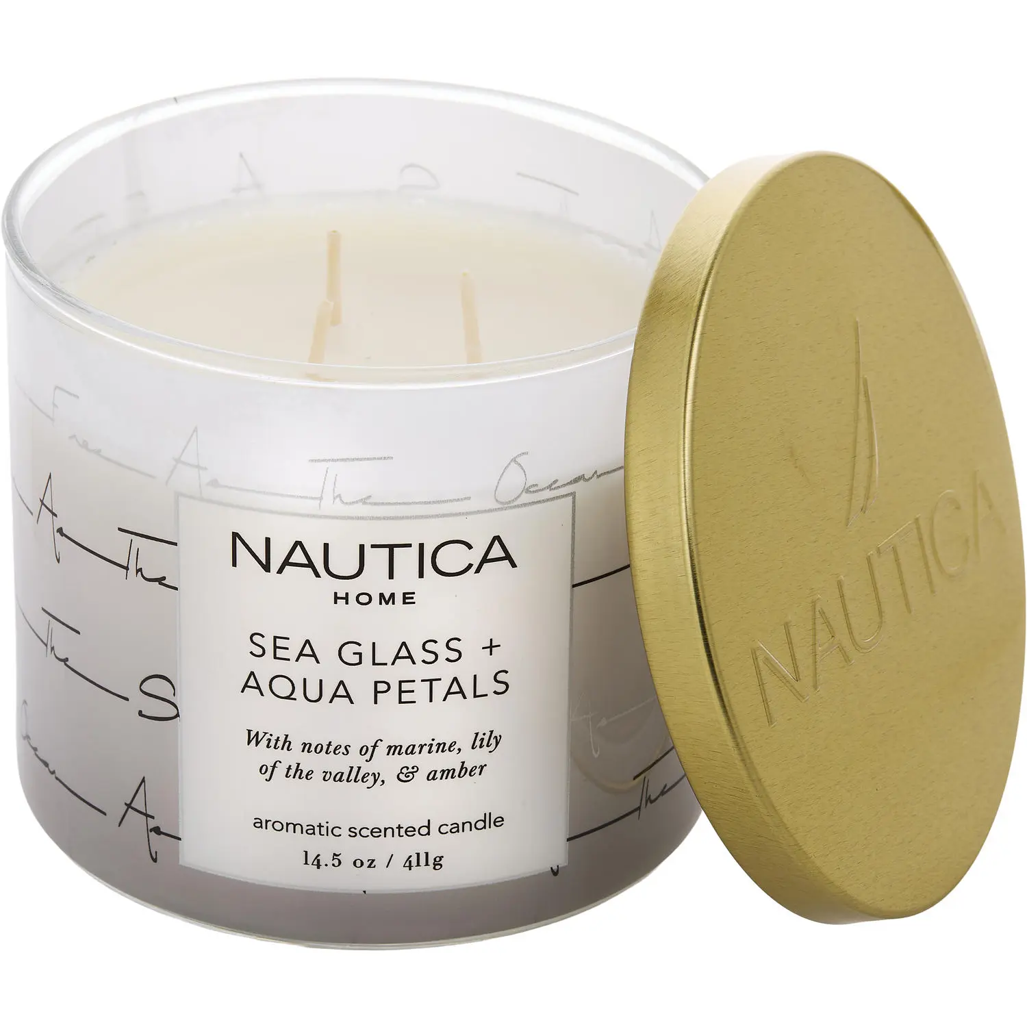 Nautica Aqua Petals & Sea Glass By Nautica Scented Candle For Unisex