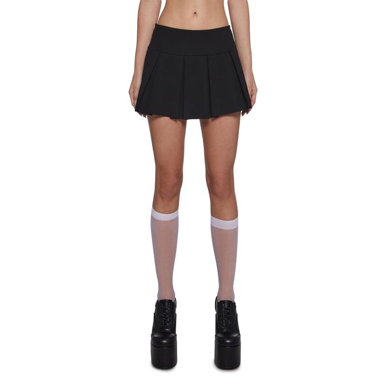 Wicked Scholar Pleated Mini Skirt - Black