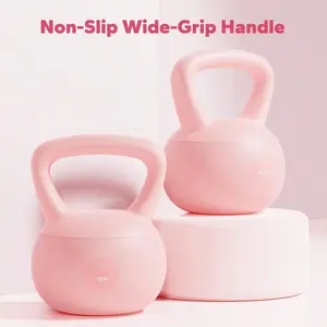 Soft, high-quality kettlebell suitable for safe strength training, with a non-slip wide grip handle, soft cushioned base to reduce noise and protect the floor, filled with high-quality mineral sand