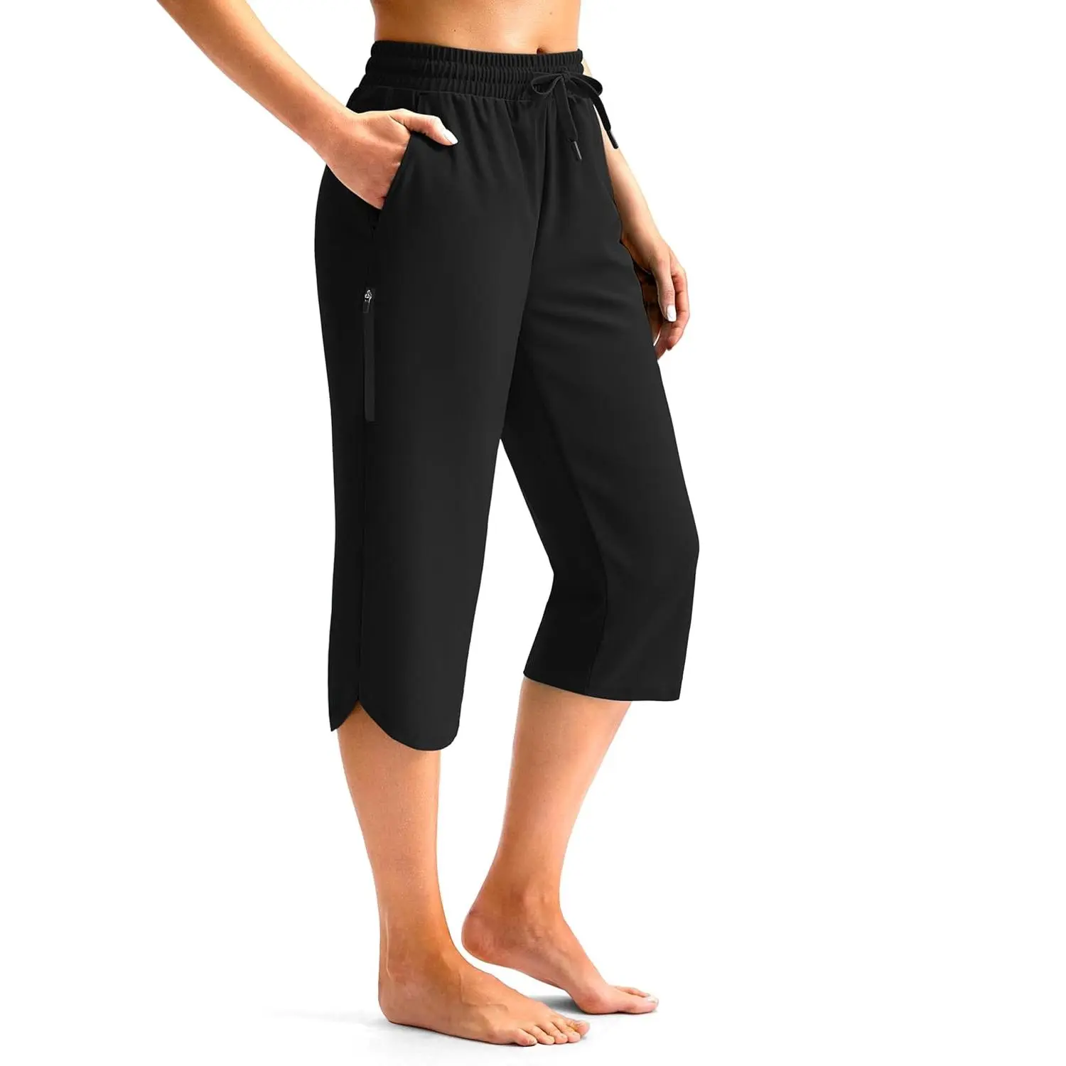 Women's 18" UPF 50+ Quick Dry Modest Swim Capris Pants Bathing Suit Bottoms Beach Pants with Pockets