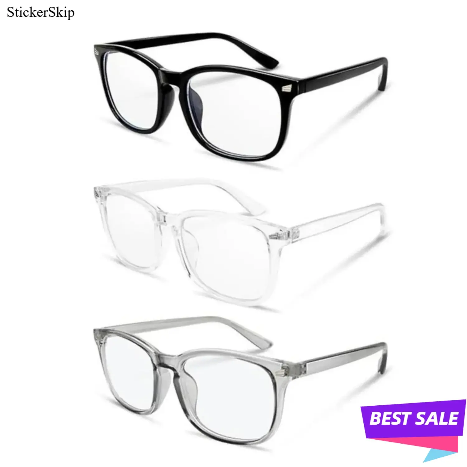 2026 3PCS Glasses Blue Light GlassesOversized Clear Anti-Blue Light Glasses	 Men Women - 99.9% Blue Green Retro Black Rectangular Glasses Frames Blocking for Computer, fashionable frame glass Gaming, TV, Phone Screens