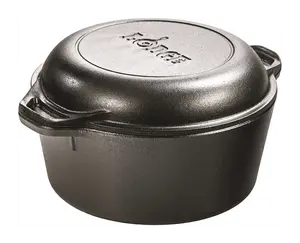 Lodge 5 Quart Cast Iron Double Dutch Oven