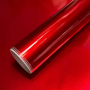 Ultra Glossy Amber Red Glitter Metallic Vinyl Wrap Film Roll With Air Release Self Adhesive Car Motorcycle DIY Decal Sticke