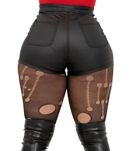 Womens Casual Faux Leather Shorts Black shorts