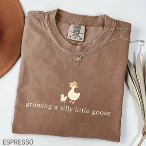 Comfort Colors Growing a Silly Little Goose Shirt, Cute Pregnancy Announcement Graphic Tee, Pregnant Mom T-Shirt, Homestead Mama Gift, Baby Shower Shirt