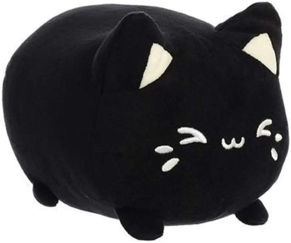 7 in Tasty Peach Aurora Black Sesame Meowchi Collectible Plush - Minky Fabric, Overstuffed Cuddly Stuffed Animal for Plushie Enthusiasts