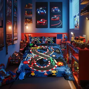Comforter Set,Boys Kids,Racing Car Bedding Sets,Cars Teens Men,Cars Lover Bedding,Cool Race Cars Quilt Bed Set