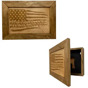 American Flag Gun Cabinet We The People Decorative and Secure Hidden Gun Safe (Natural) Boxes Organiser Case Insert Magnetic Room Wall Cover