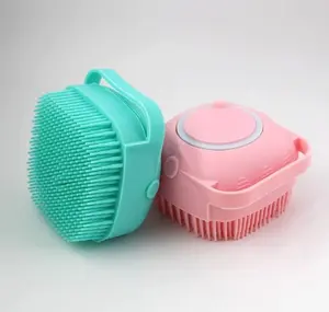 Pet Bath Brush with Shampoo Dispenser - Super Soft Massage Grooming Essential for Dogs and Cats, Ergonomic Grip, Waterproof Brush Head, Ideal for Stress-Free Bathing and Healthy Coat Care