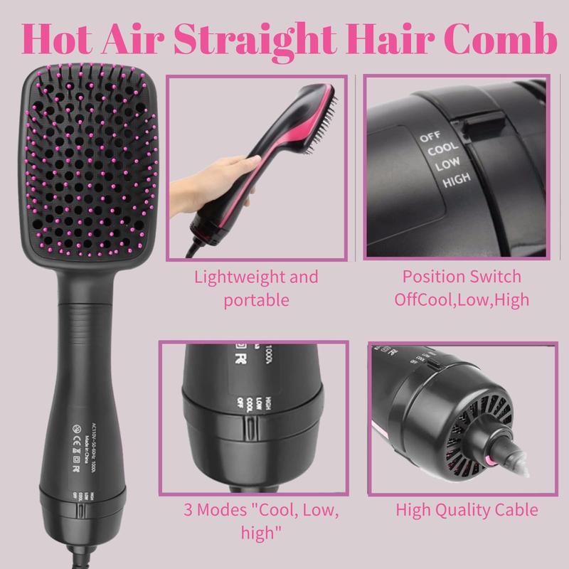 Comfort Comb Design 2-in-1 Hair Dryer & Styling Tool with Hot Air Brush, Fast Drying, Hairdressing Comb, Trending & Back to School Product