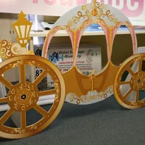 Princess Carriage Cut Out Gold Wheels Royal Design Party Prop