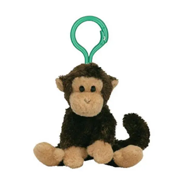 TY Beanie Baby Monkey Face Plastic Key Clip - SWINGER, 4.5 in Fashion Accessory Keychain