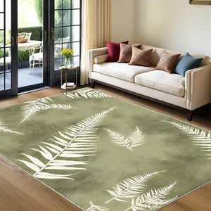 One light green leaf-patterned home rug, machine washable and fade-resistant, soft and durable, suitable for holidays and any space, including hotels, offices, sofas, bedside, hallways, etc.