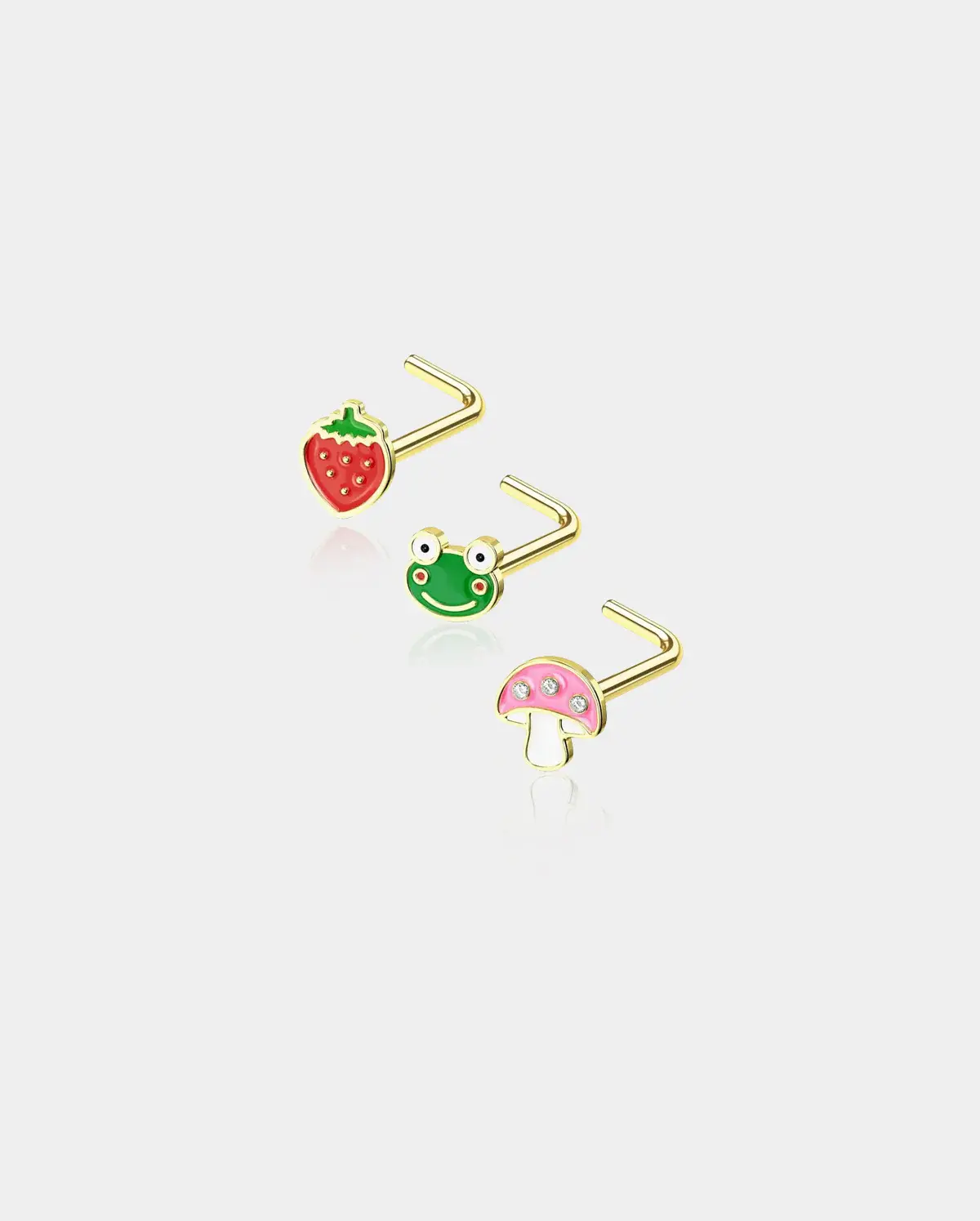 Strawberry/Frog/Mushroom Nose Stud Set