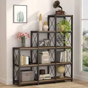 Tribesigns 12 Shelves Bookshelf, Industrial Ladder Corner Bookshelf Stepped Etagere Bookcase for Home Office