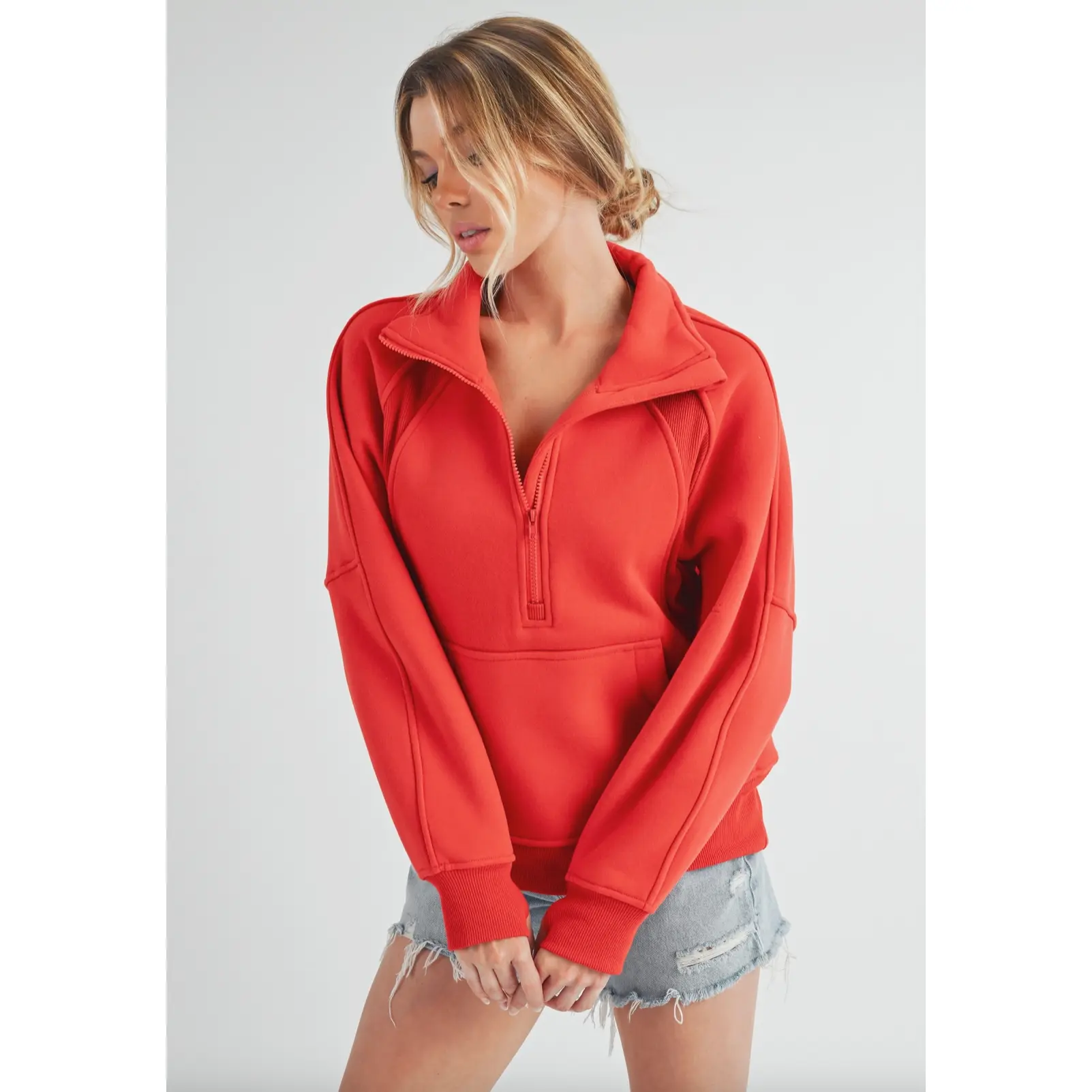 Long Dove Funnel Neck Half Zip