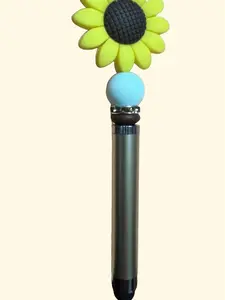 Spring Sunflower Girasaol Beadable Stylus and Ballpoint Stationary Pen Beaded Decorative