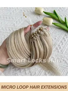 50 Strands/bag (30g) Real Hair Micro Ring Extensions, Invisible Beads, Natural Straight, Suitable for Thin Hair, Blonde/chestnut Color Options, Human Hair Extensions