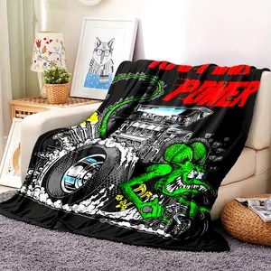 Cozy Rat Fink Power Graphic Throw Blanket - Throws - Soft, Durable, Versatile, and Easy Care for Home, Office, or Travel-280GSM