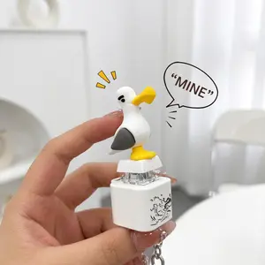 Mine Seagull Button, Seagull Mine Keychain-Real Sound & LED Light Keyboard Clicker Interactive Noise Maker Animal Keycaps Funny Gifts, Press the Button. Hear Mine!